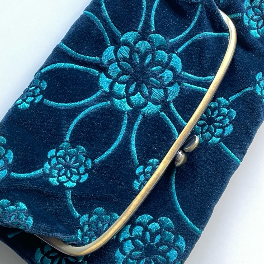 Hadley Poller Blue Velvet Floral Clutch